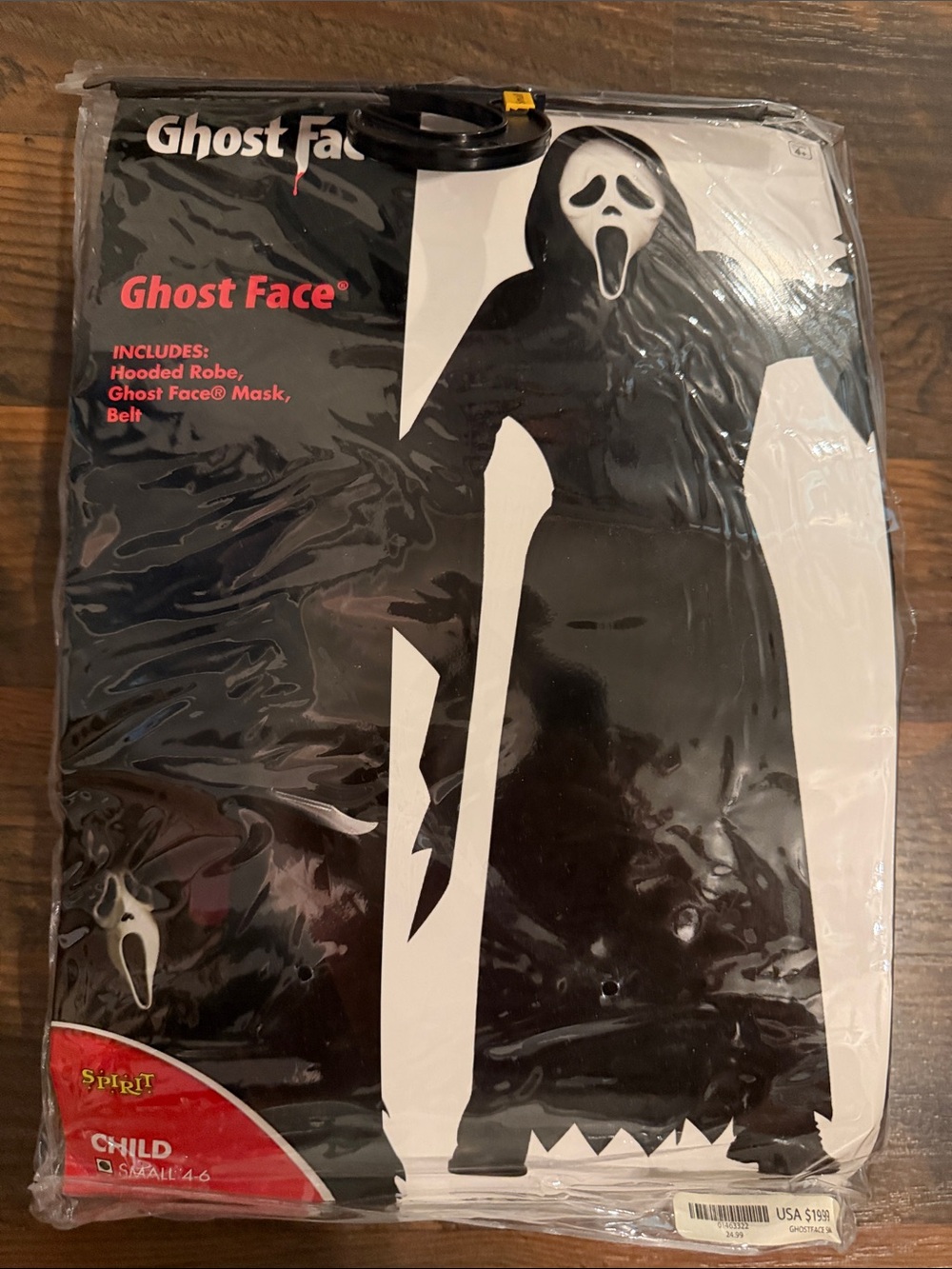 Spirit Ghost Face Kids Costume - Black & White Size Small (4-6)